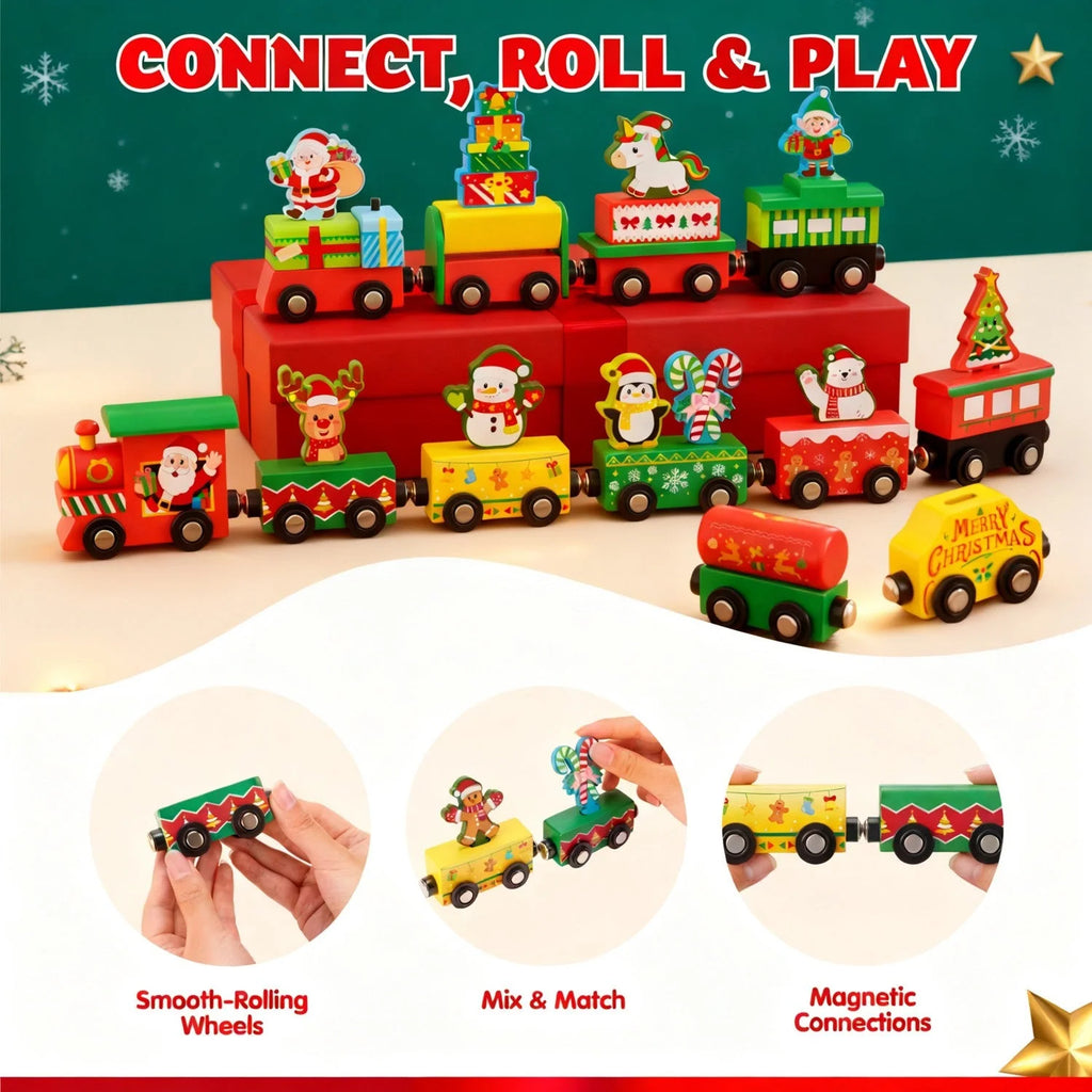 Magnetic Train Advent Calendar | 12 Friction-Powered Cars for Interactive Holiday Countdown Fun 3