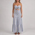 Mamie  - Strapless Striped Midi Dress