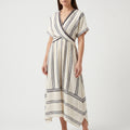 Mandy  - Striped V-Neck Casual Midi Dress