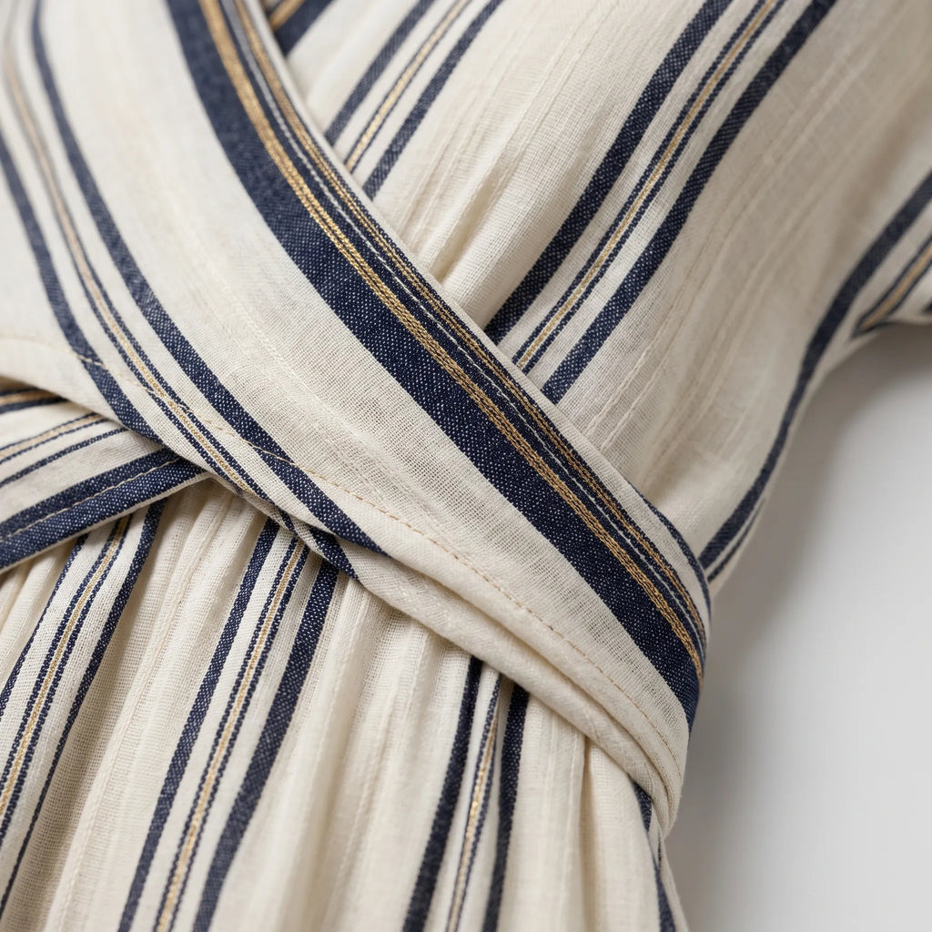 Mandy  - Striped V-Neck Casual Midi Dress