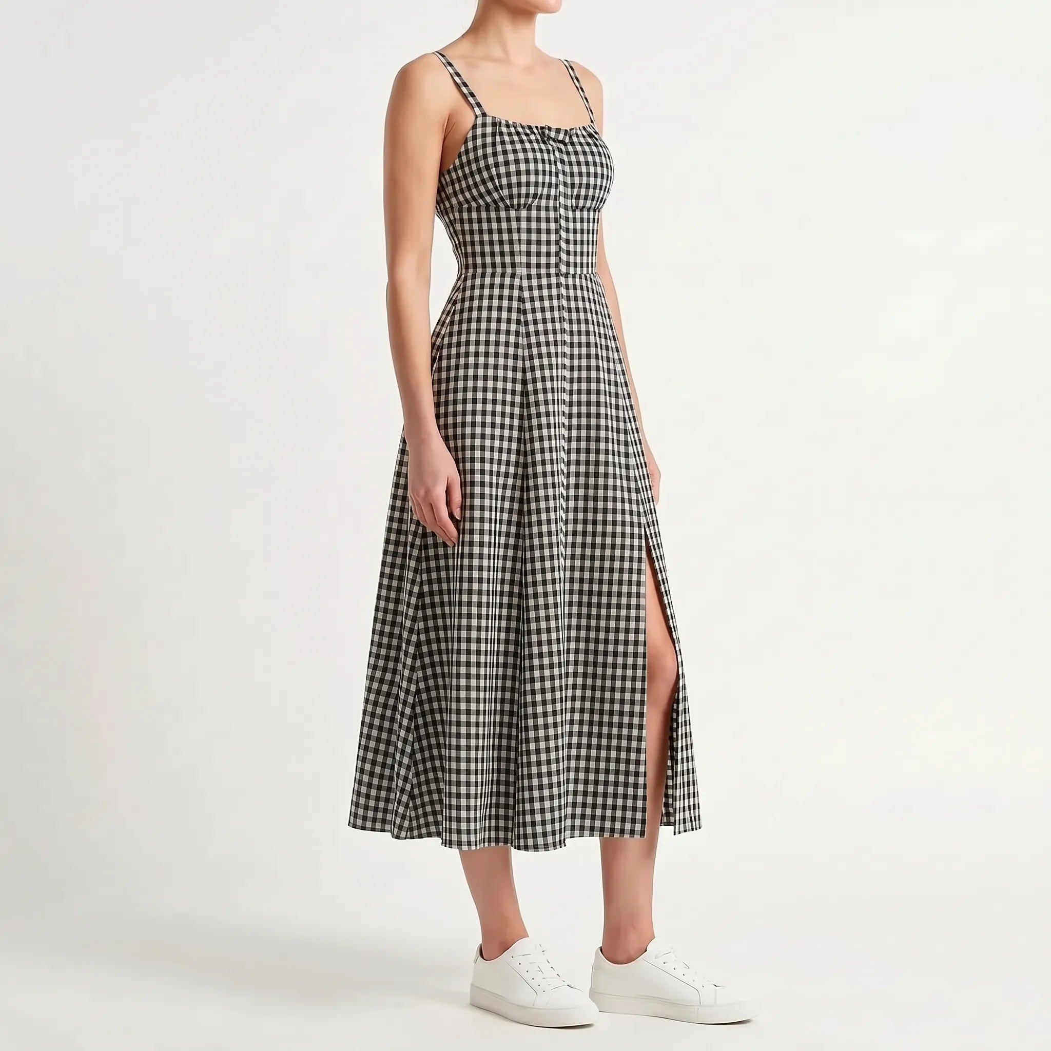 Margaret  - Plaid Ladies Summer Midi Dress