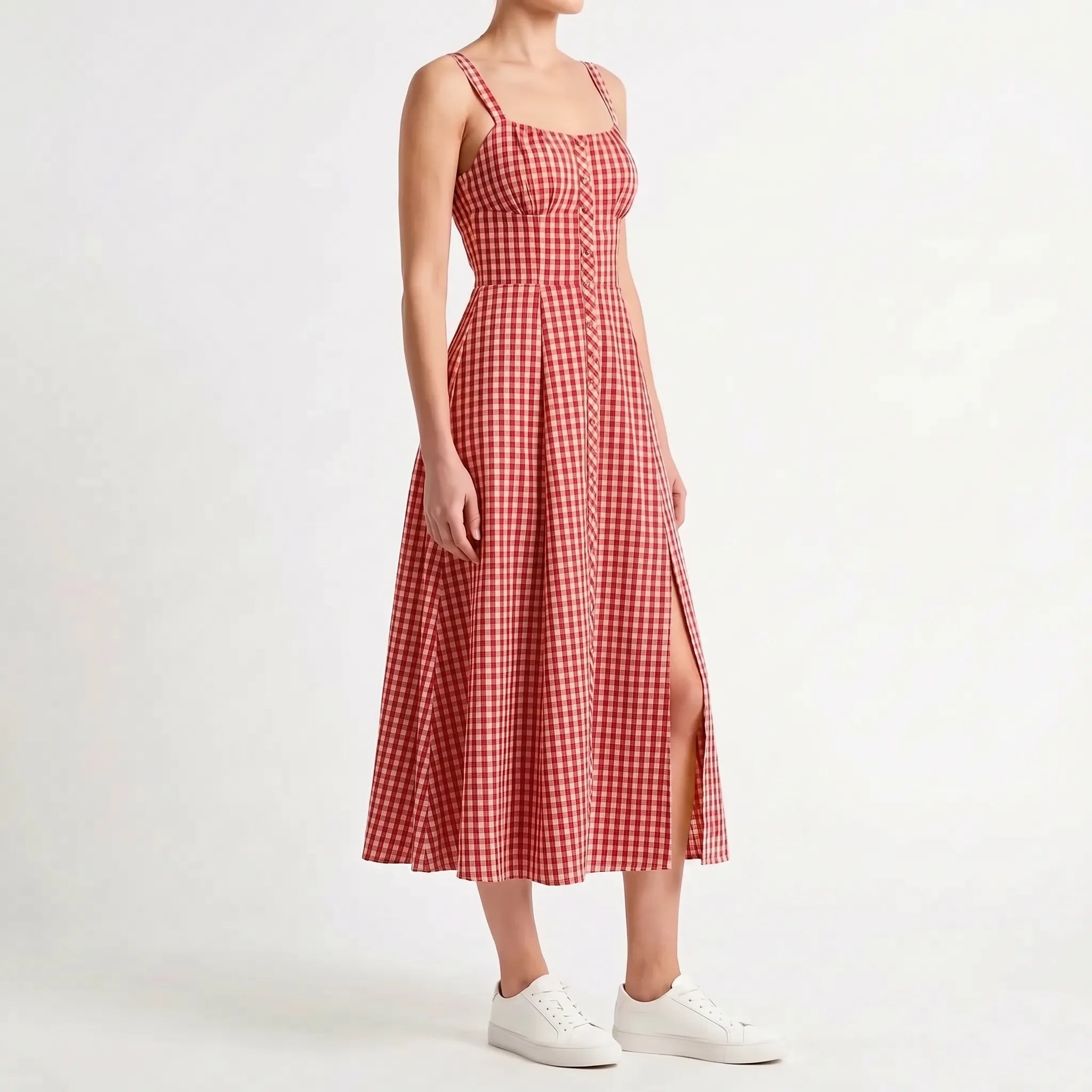 Margaret  - Plaid Ladies Summer Midi Dress