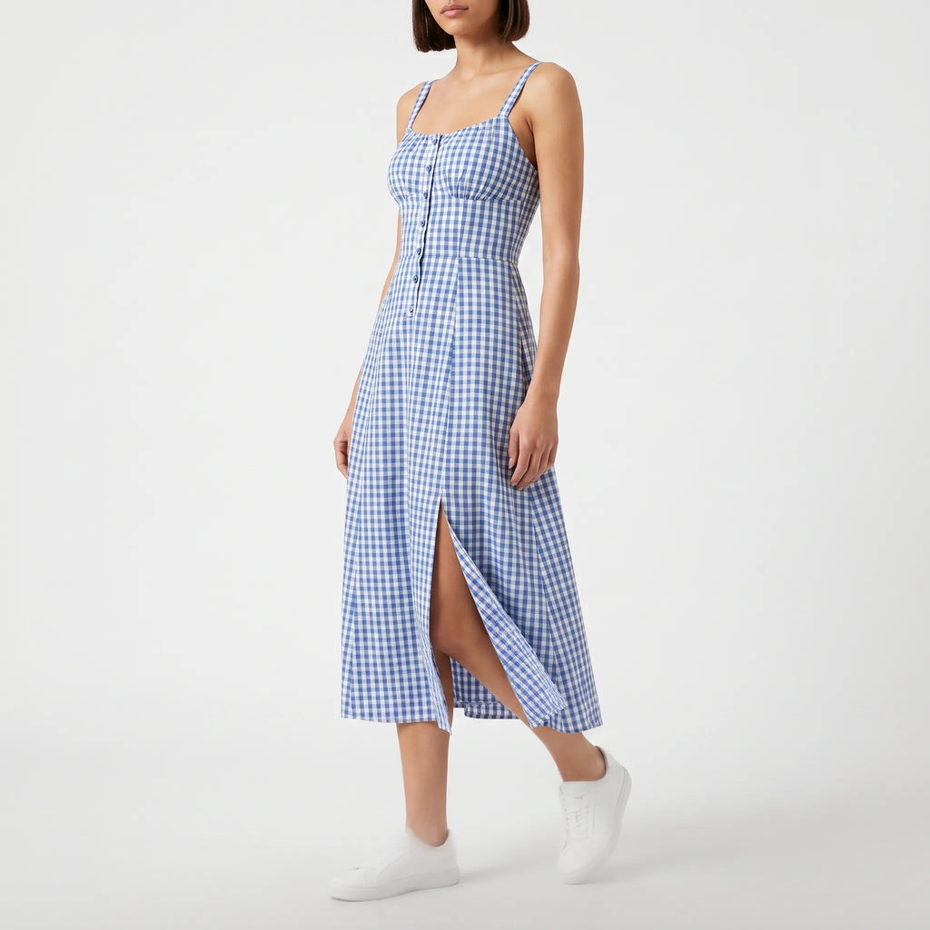 Margaret  - Plaid Ladies Summer Midi Dress