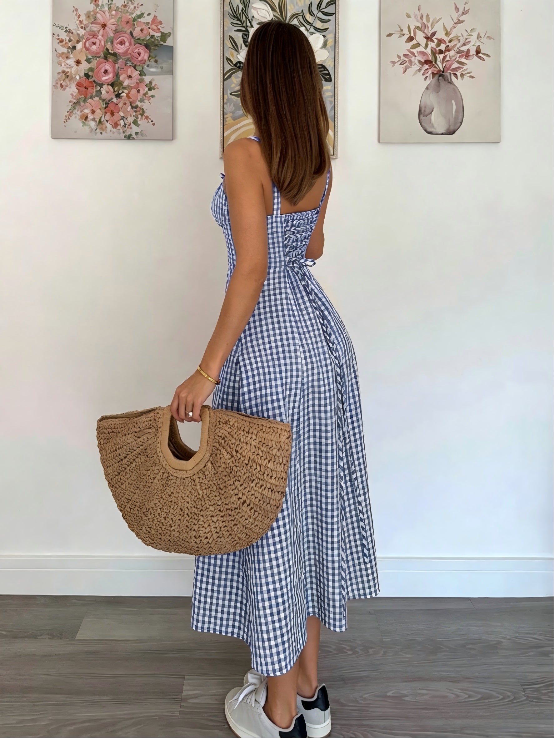 Margaret  - Plaid Ladies Summer Midi Dress