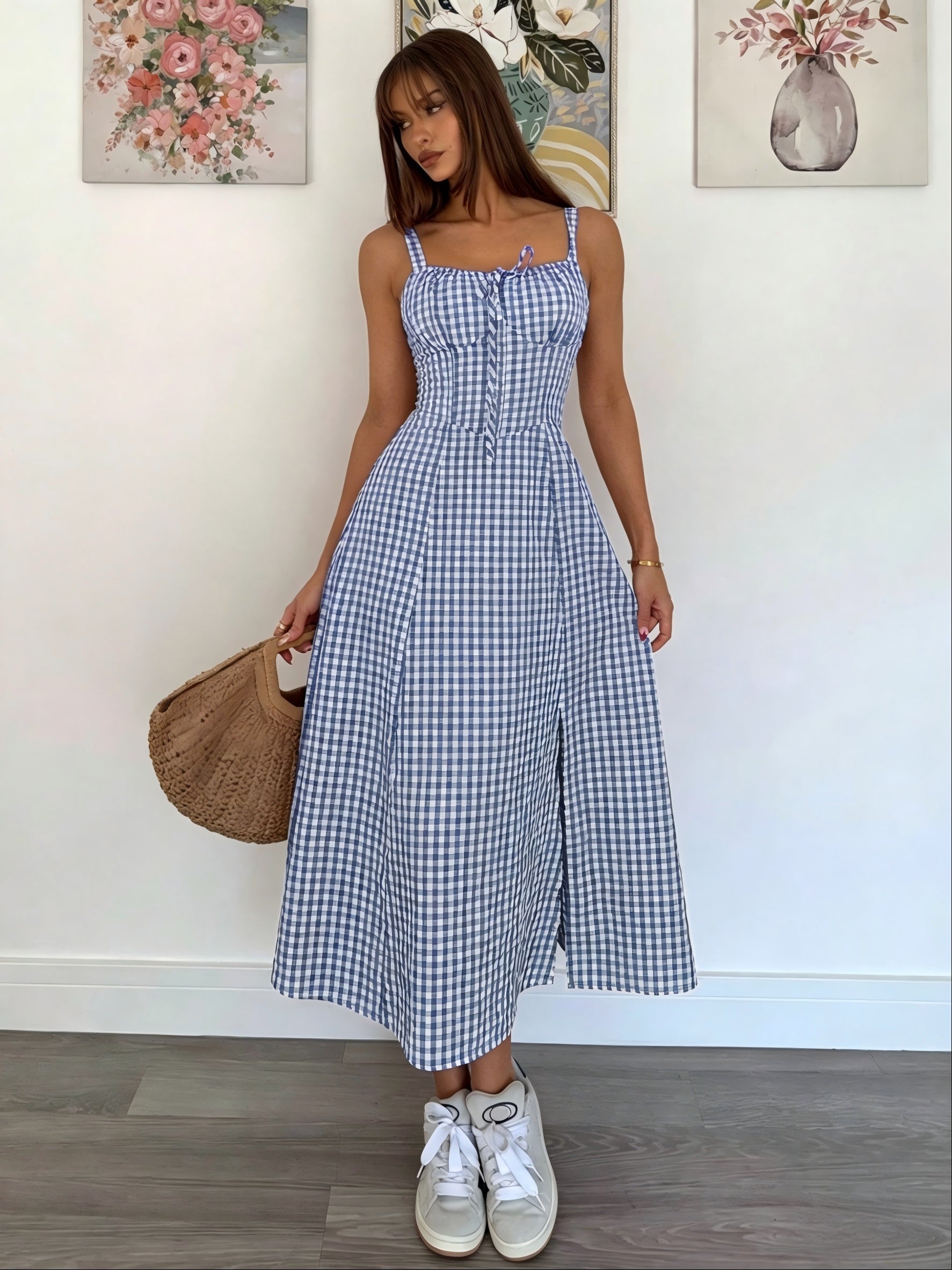 Margaret  - Plaid Ladies Summer Midi Dress