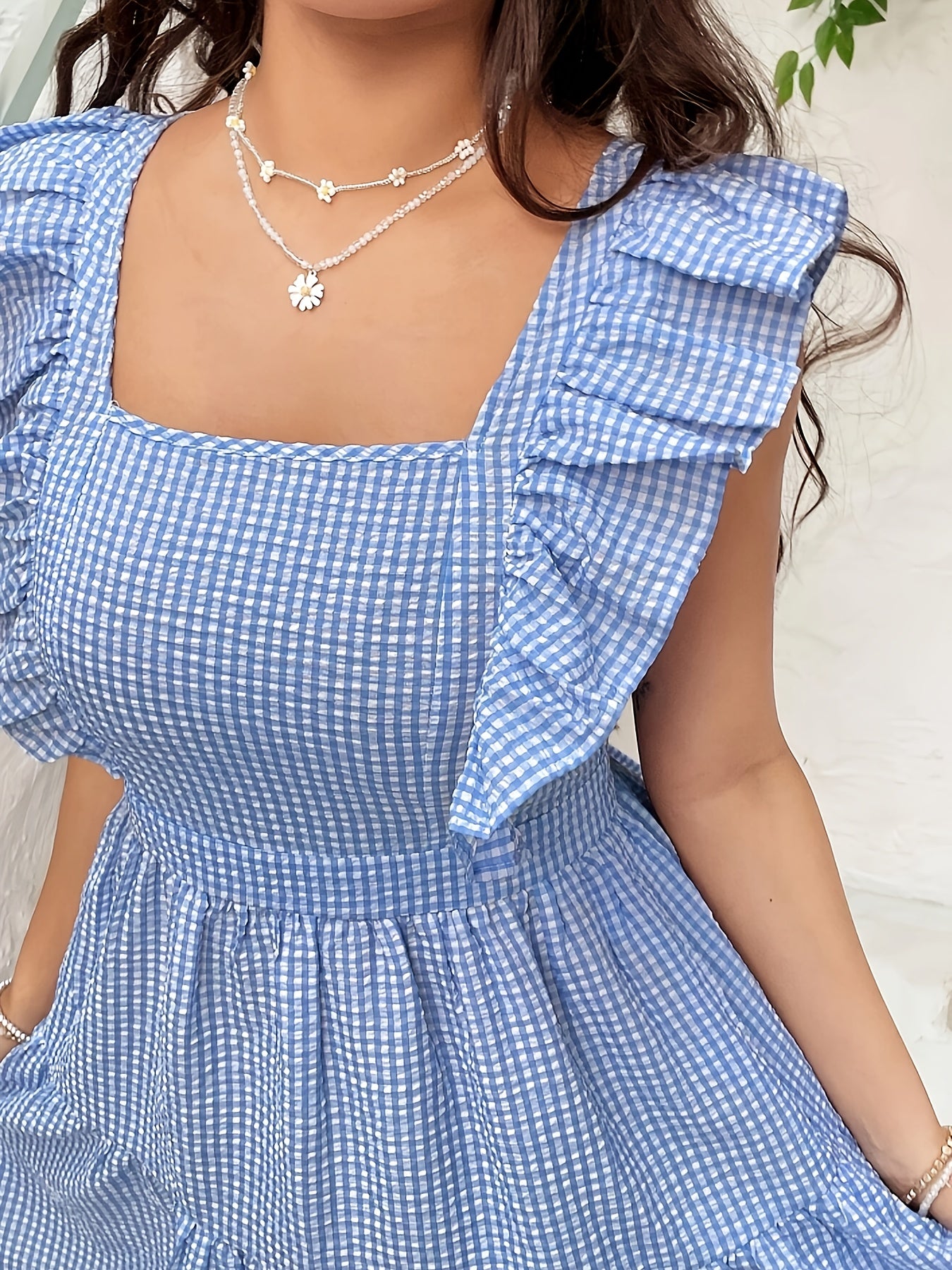 Meghan  - Blue Checkered Summer Dress