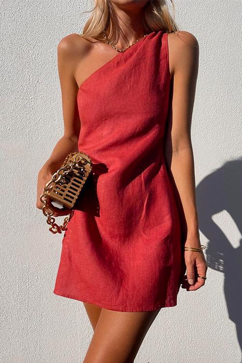 Misty  - Asymmetric One-Shoulder Summer Mini Dress
