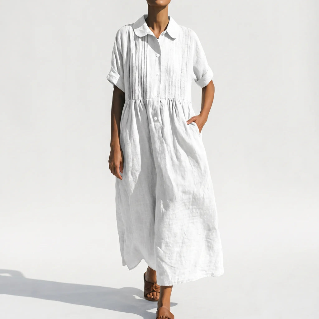 Mona  - Relaxed Fit Collared Midi Shirt Dress