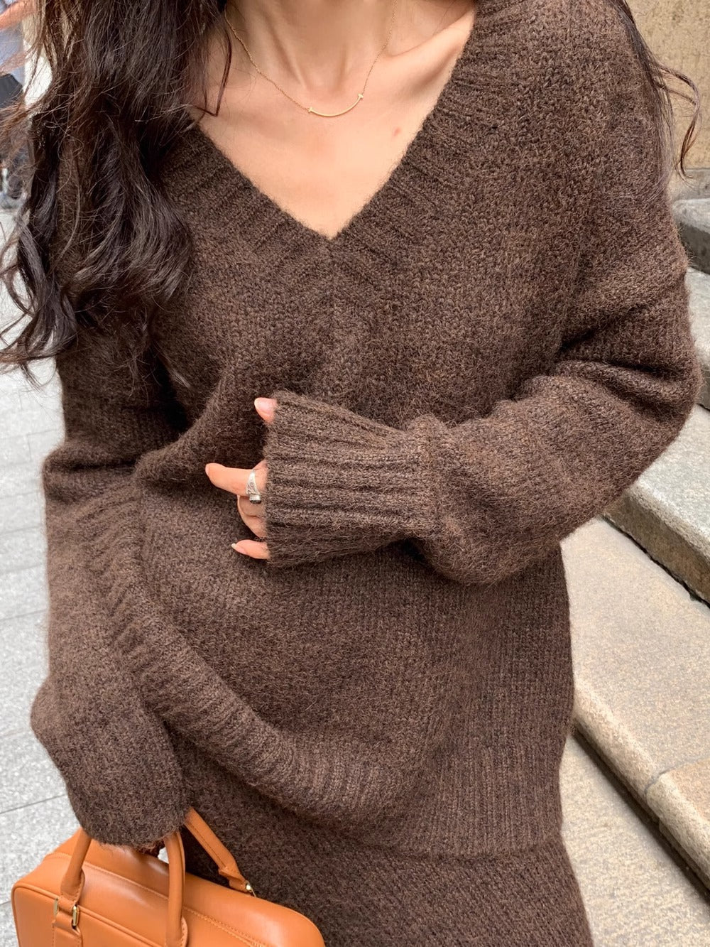 Morgan Collection | Women's Outfit Set with V-Neck Sweater & Flare Midi Skirt | Cozy Stylish Clothing for Effortless Elegance 1