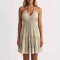 Nadine  - Ruched Halter Neck Mini Dress