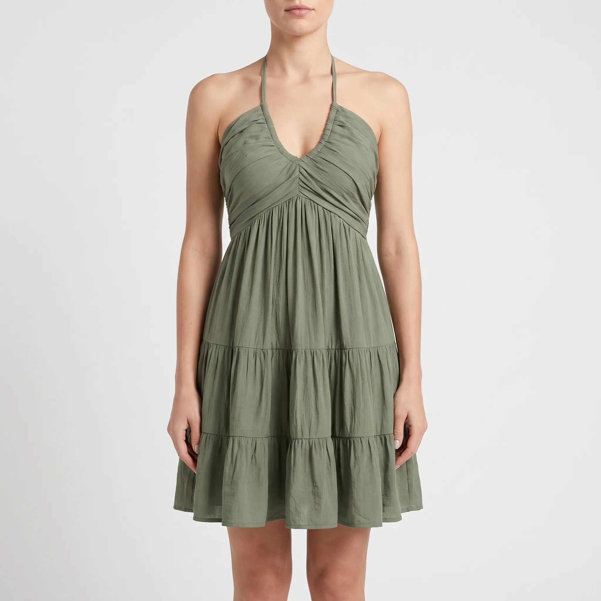 Nadine  - Ruched Halter Neck Mini Dress
