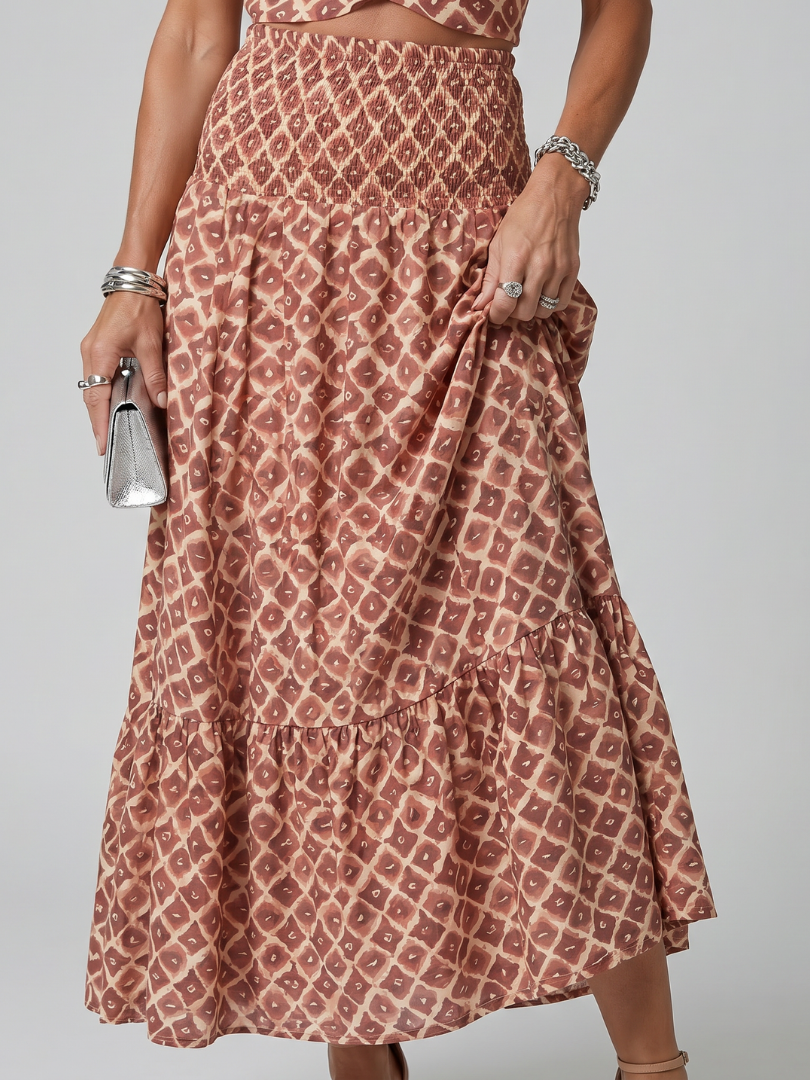 Nichole  - Geometric Pattern Sleeveless Midi Dress