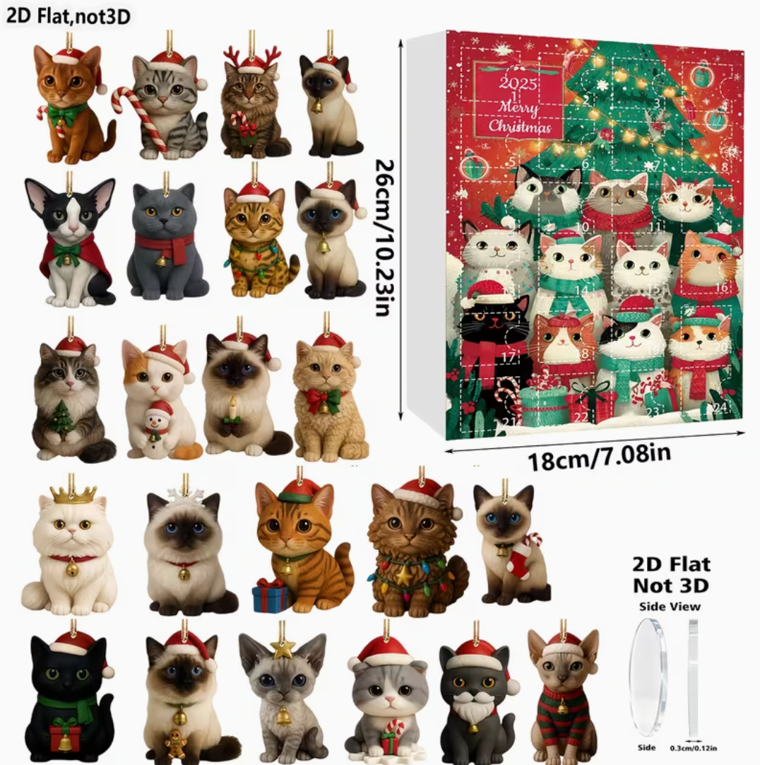 Purrfect Christmas – 24-Day Cat Ornament Advent Calendar