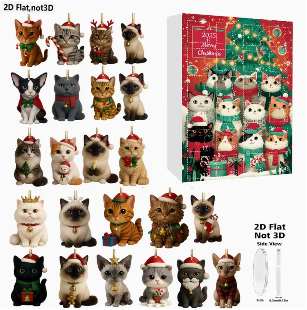 Purrfect Christmas – 24-Day Cat Ornament Advent Calendar