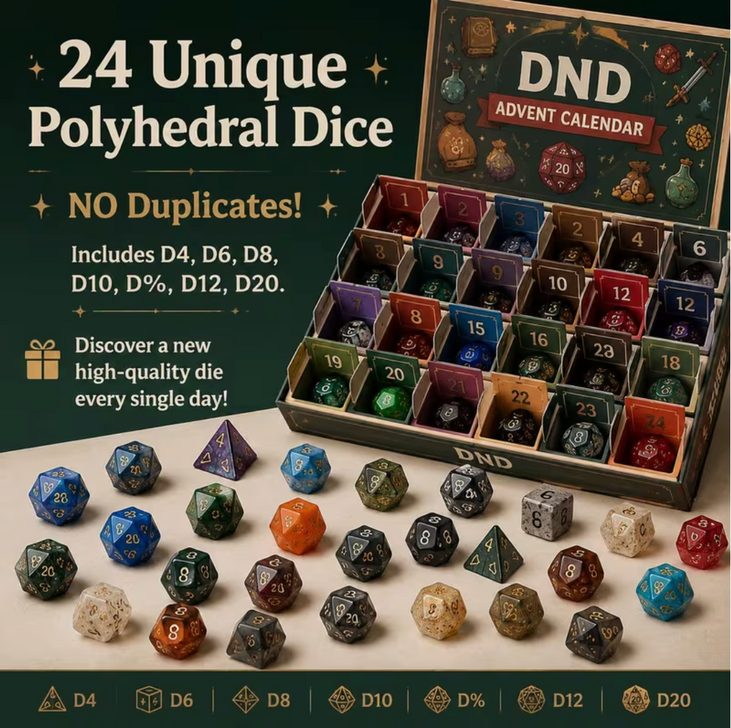 Roll & Reveal – 24-Day Polyhedral Dice Adult Advent Calendar 2026