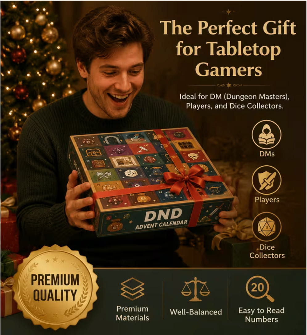 Roll & Reveal – 24-Day Polyhedral Dice Adult Advent Calendar 2026
