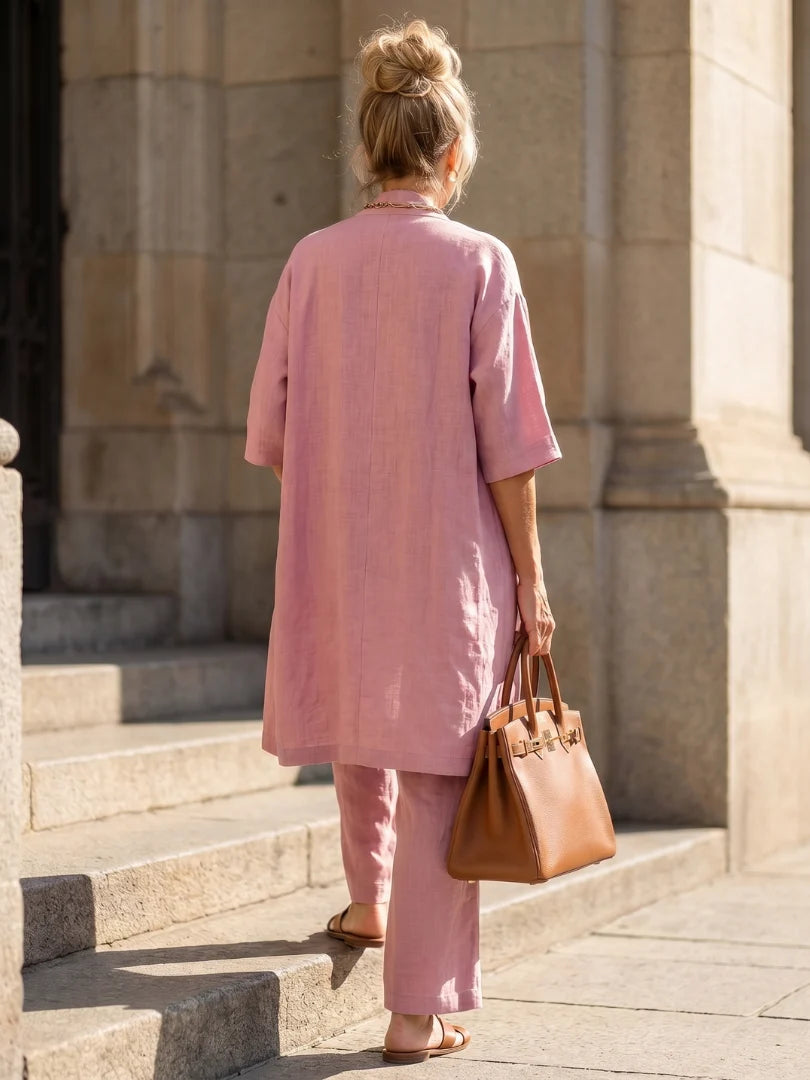 Serene Collection | Women's Loungewear Set with Flowing Kimono & Wide-Leg Trousers | Soft Scoop Neck Tank for Everyday Comfort 3