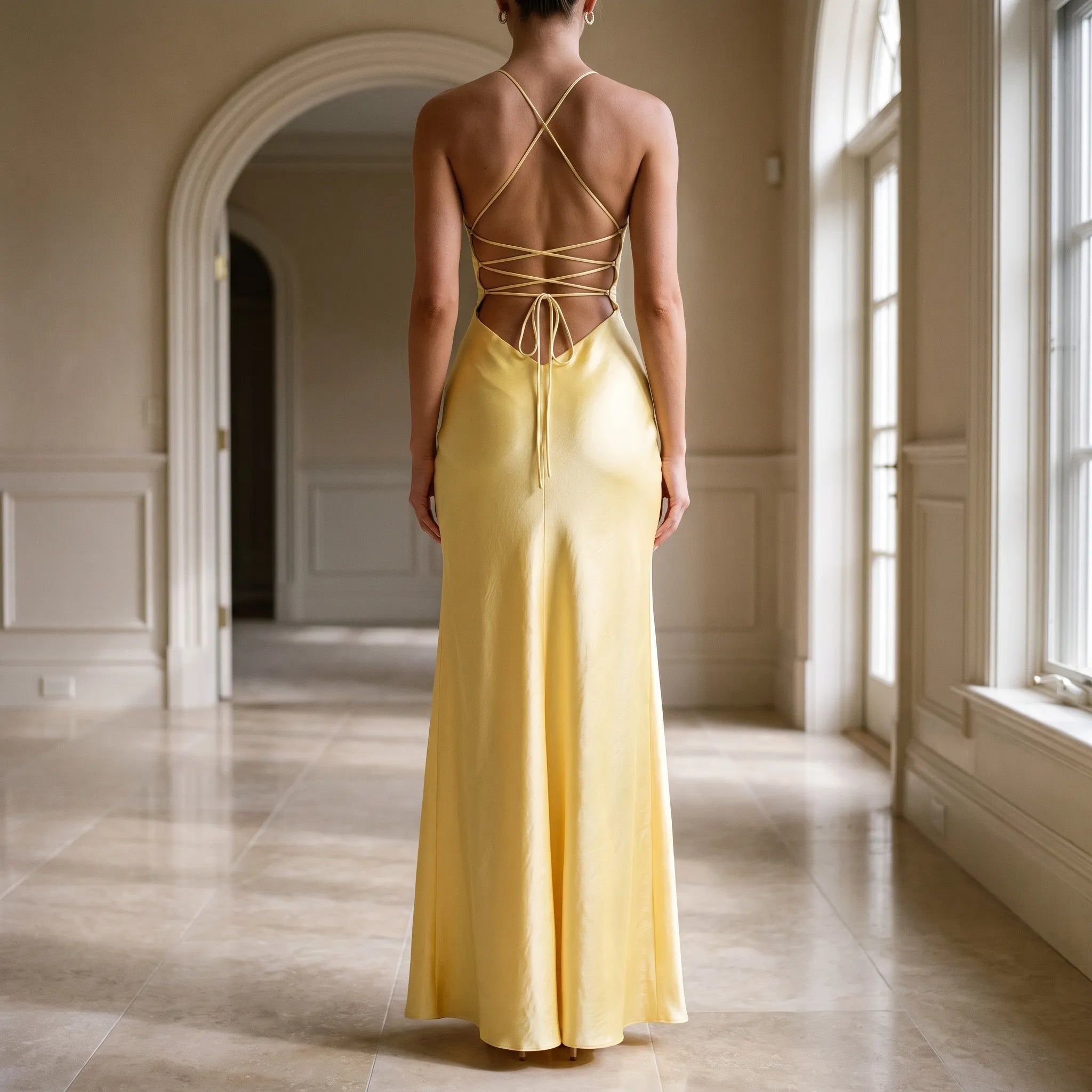 Sheri  - V-Neck Spaghetti Strap Evening Maxi Dress