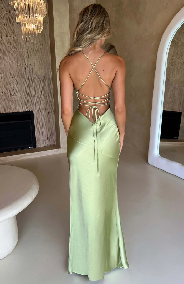 Sheri  - V-Neck Spaghetti Strap Evening Maxi Dress