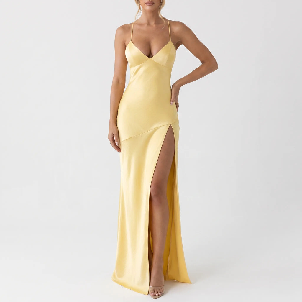 Sheri  - V-Neck Spaghetti Strap Evening Maxi Dress