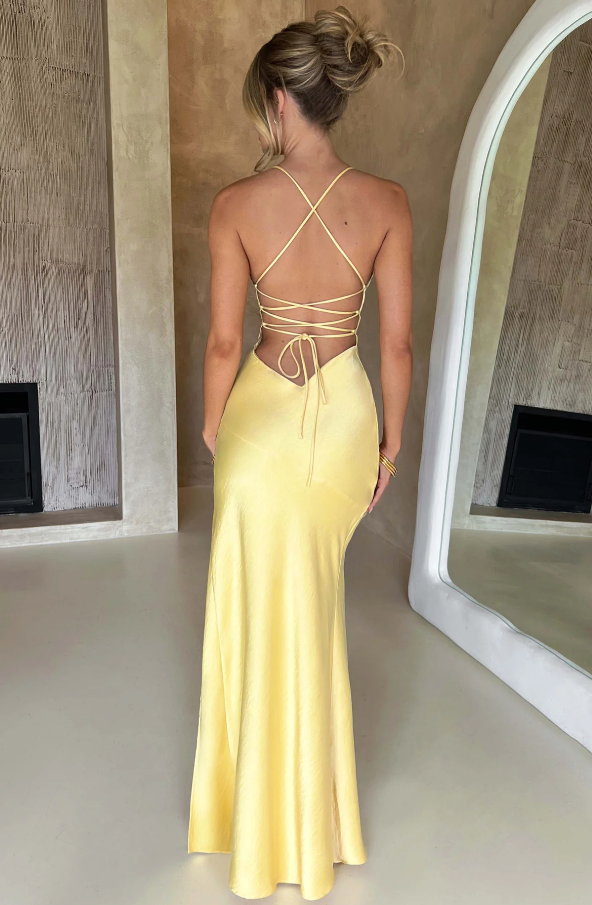 Sheri  - V-Neck Spaghetti Strap Evening Maxi Dress