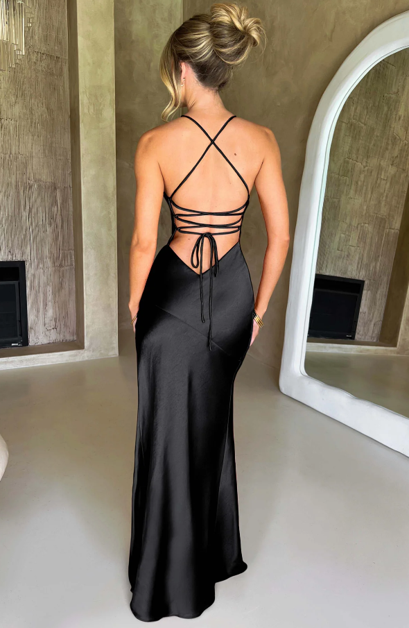 Sheri  - V-Neck Spaghetti Strap Evening Maxi Dress