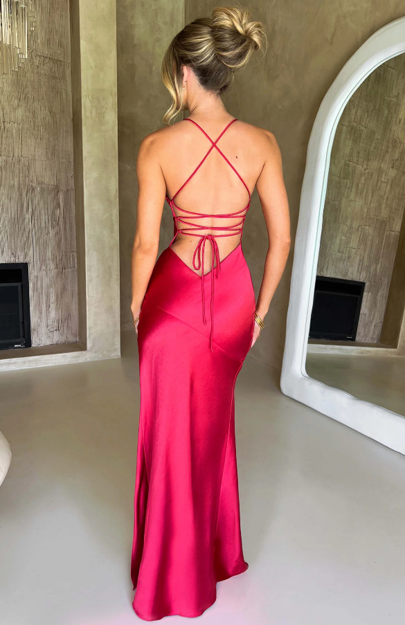 Sheri  - V-Neck Spaghetti Strap Evening Maxi Dress