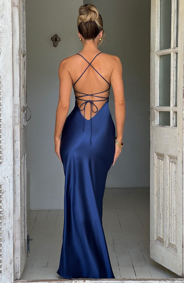 Sheri  - V-Neck Spaghetti Strap Evening Maxi Dress