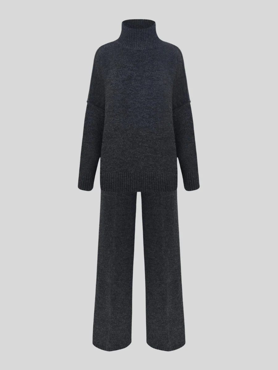Sienna Collection | Women's Oversized Two-Piece Set with Wide Leg Pants and Turtleneck for Comfortable Style 6