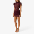 Tasha  - High-Neck Ruched Mini Dress