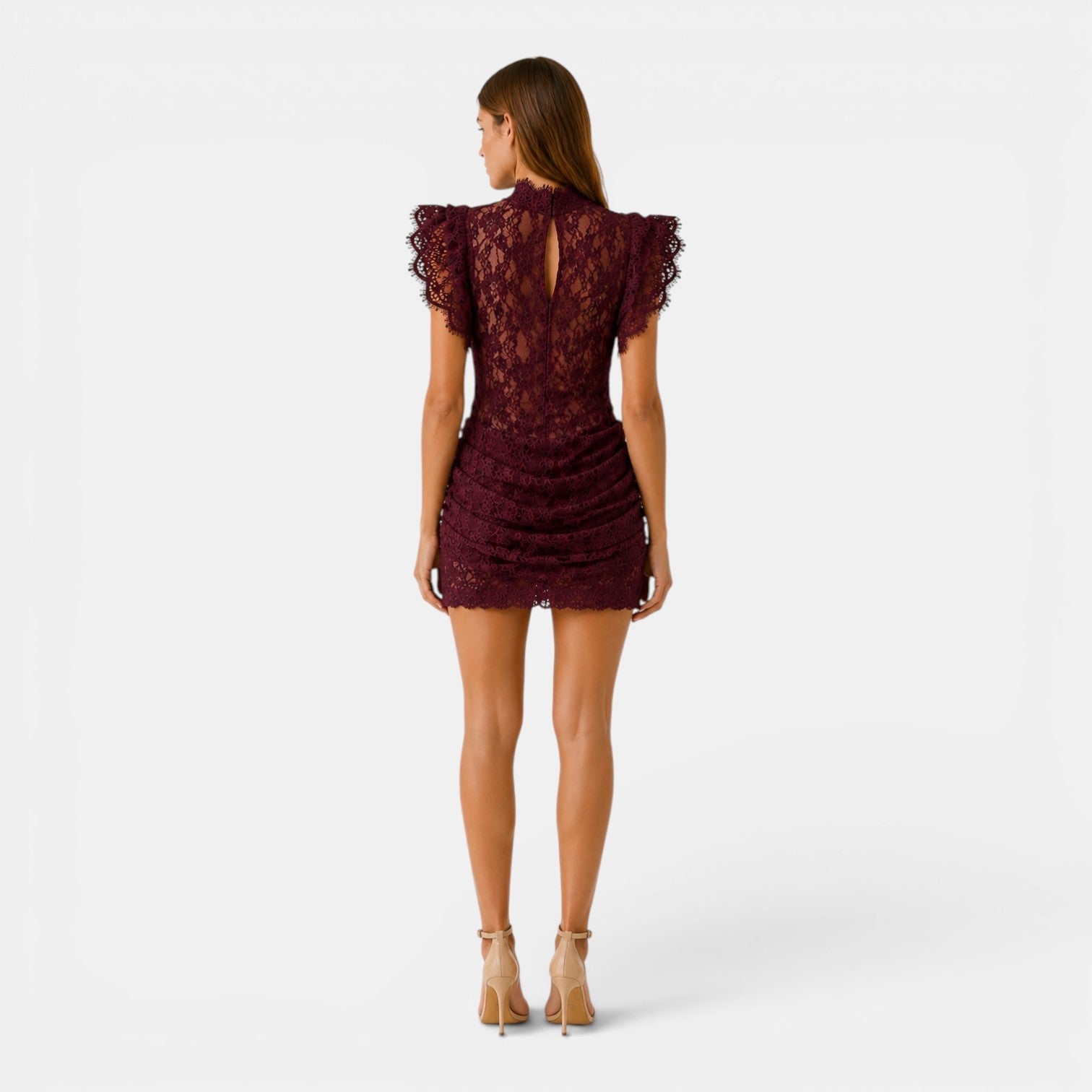 Tasha  - High-Neck Ruched Mini Dress