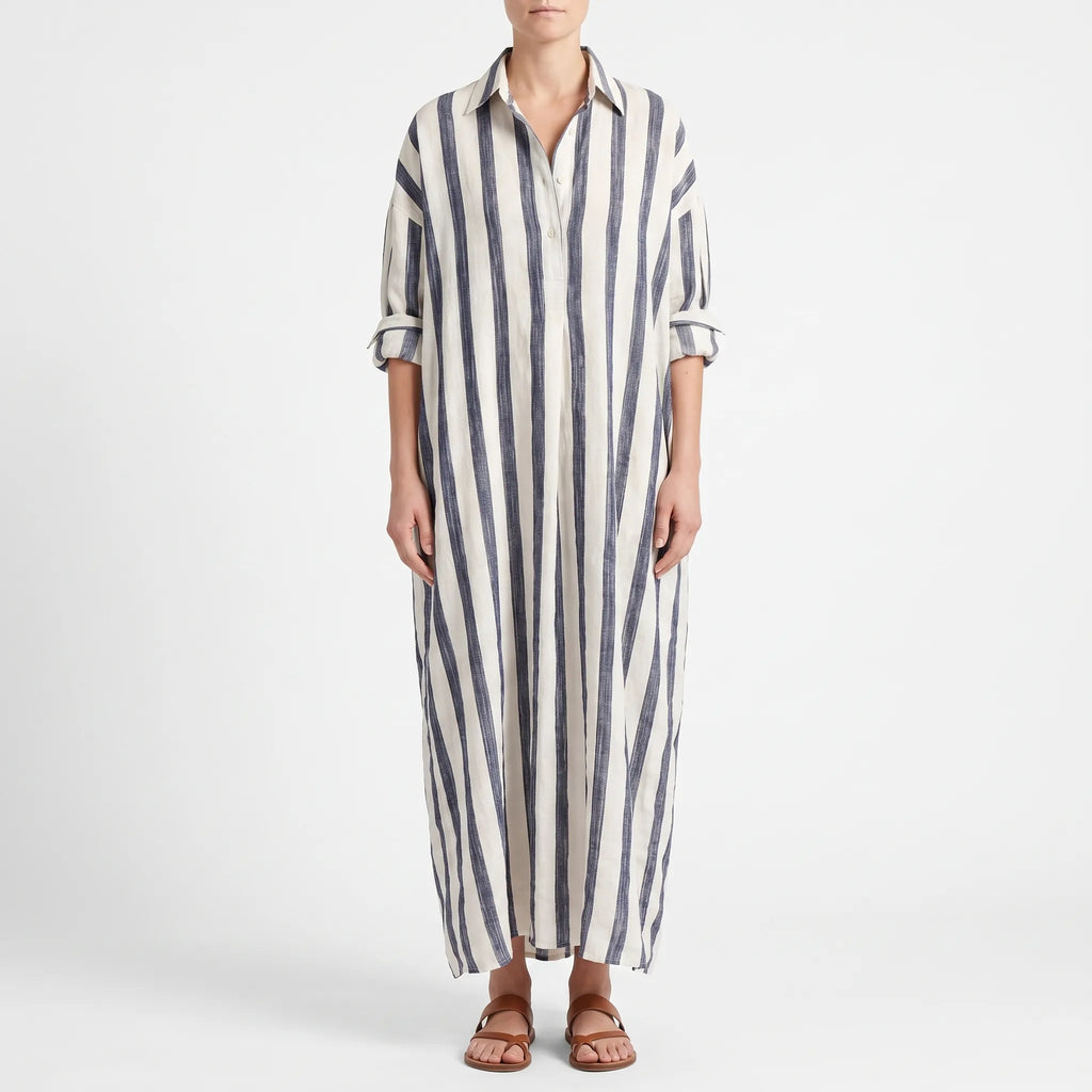 Tracy  - Casual Striped Midi Shirt Dress