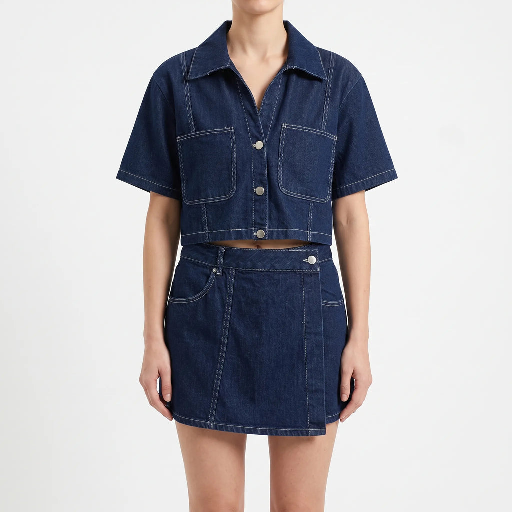 Whitney  - Coordinated Short-Sleeve Crop Top And Skort Set