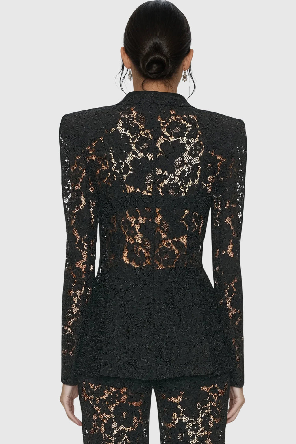 Women's Floral Lace Trouser Suit | Elegant Tailored Evening Pantsuit 4