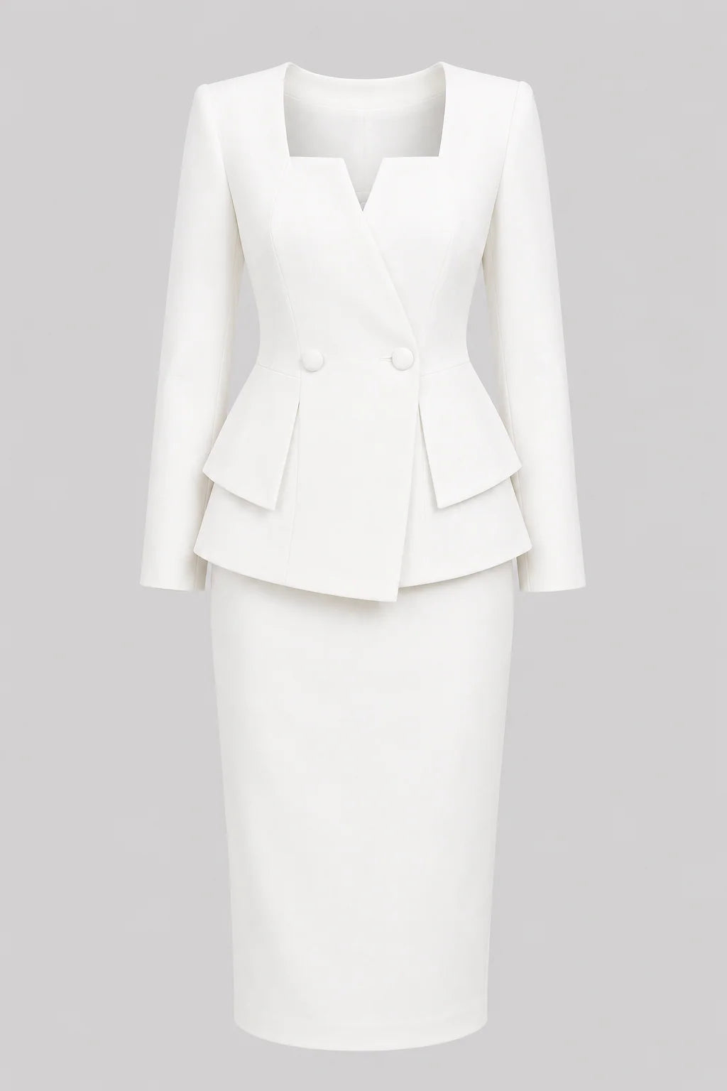Women's Structured Polyester Suit | Elegant Tailored Two-Piece Office Set 4