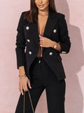 Women's Tailored Polyester Suit | Elegant Pink Two-Piece Blazer and Trousers Set 0