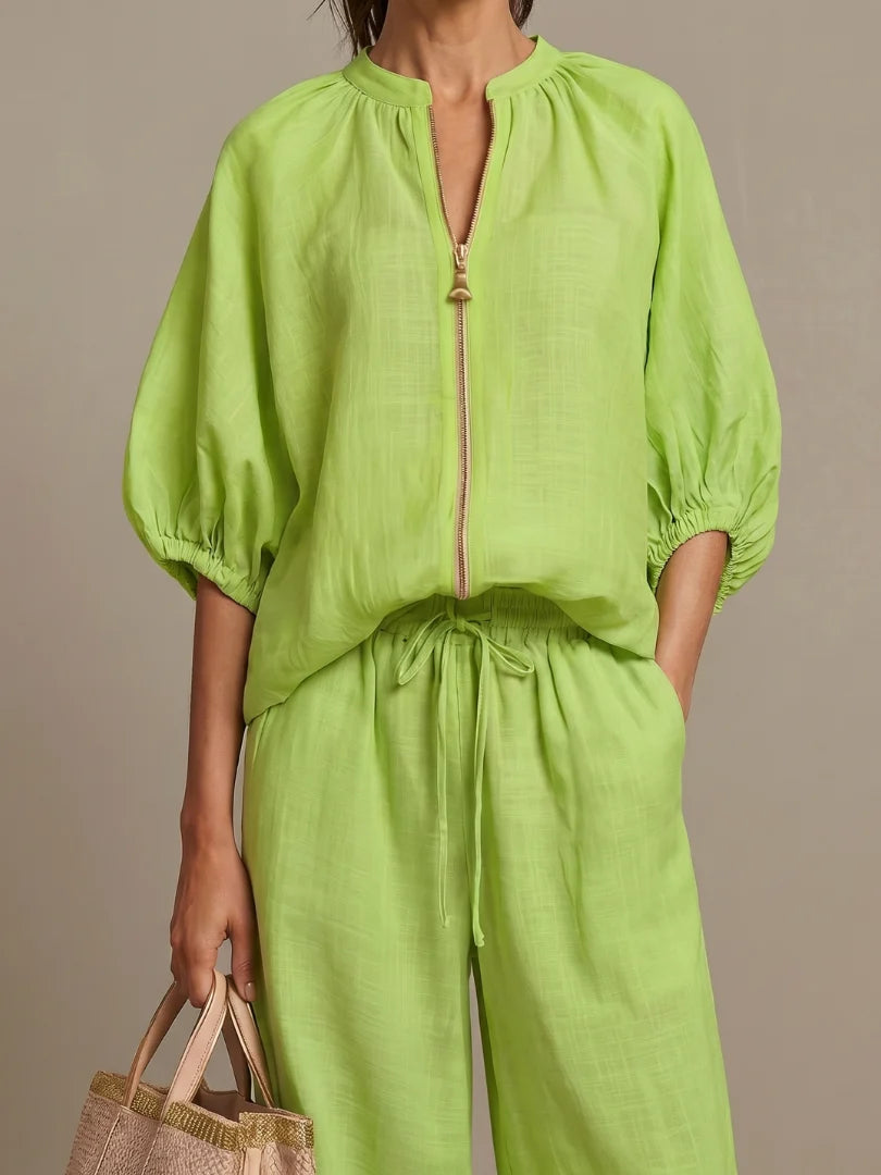 Women's Textured Cotton Loungewear Set | Relaxed Bohemian Two-Piece Outfit 6