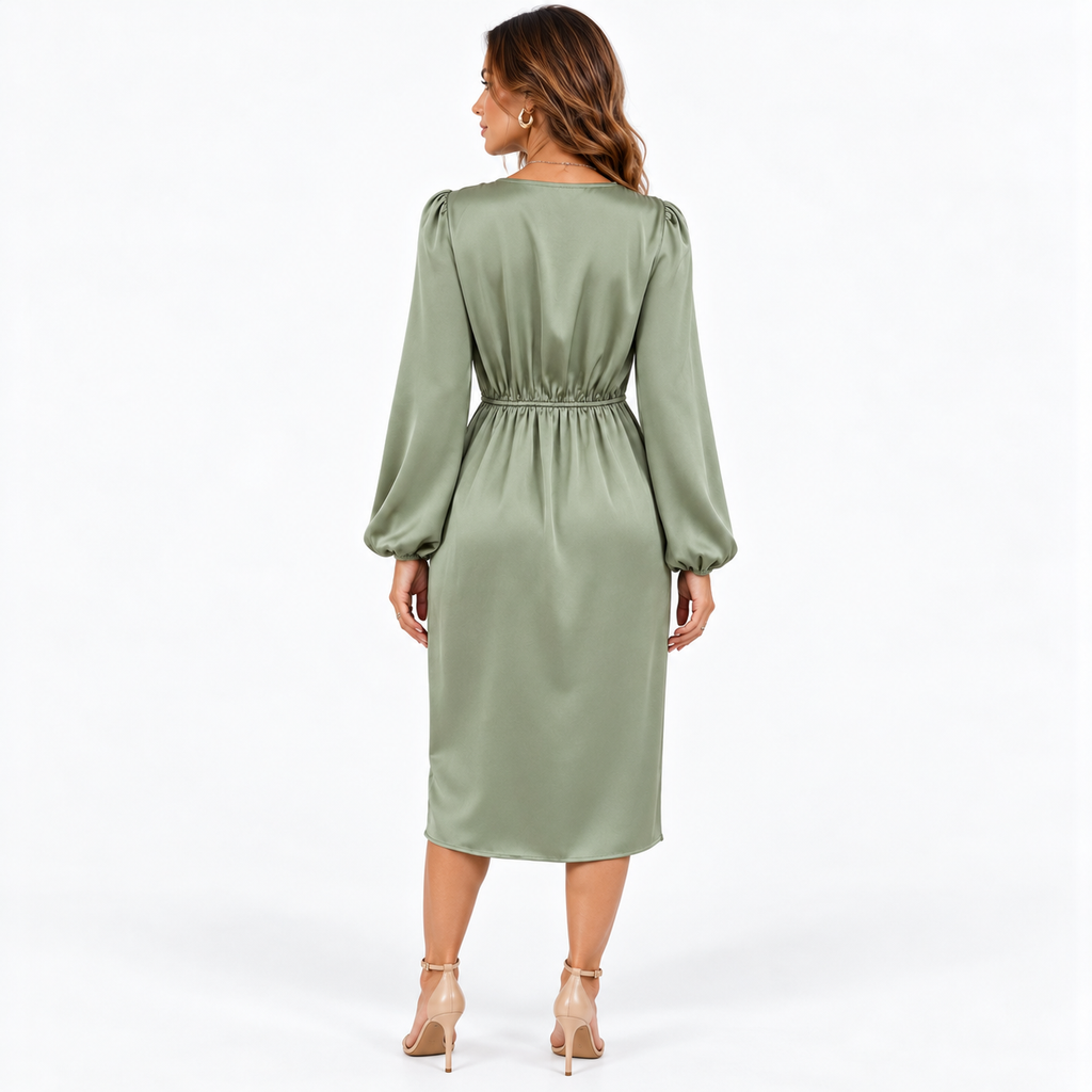 Leigh  - Long Sleeve Midi Wrap Dress