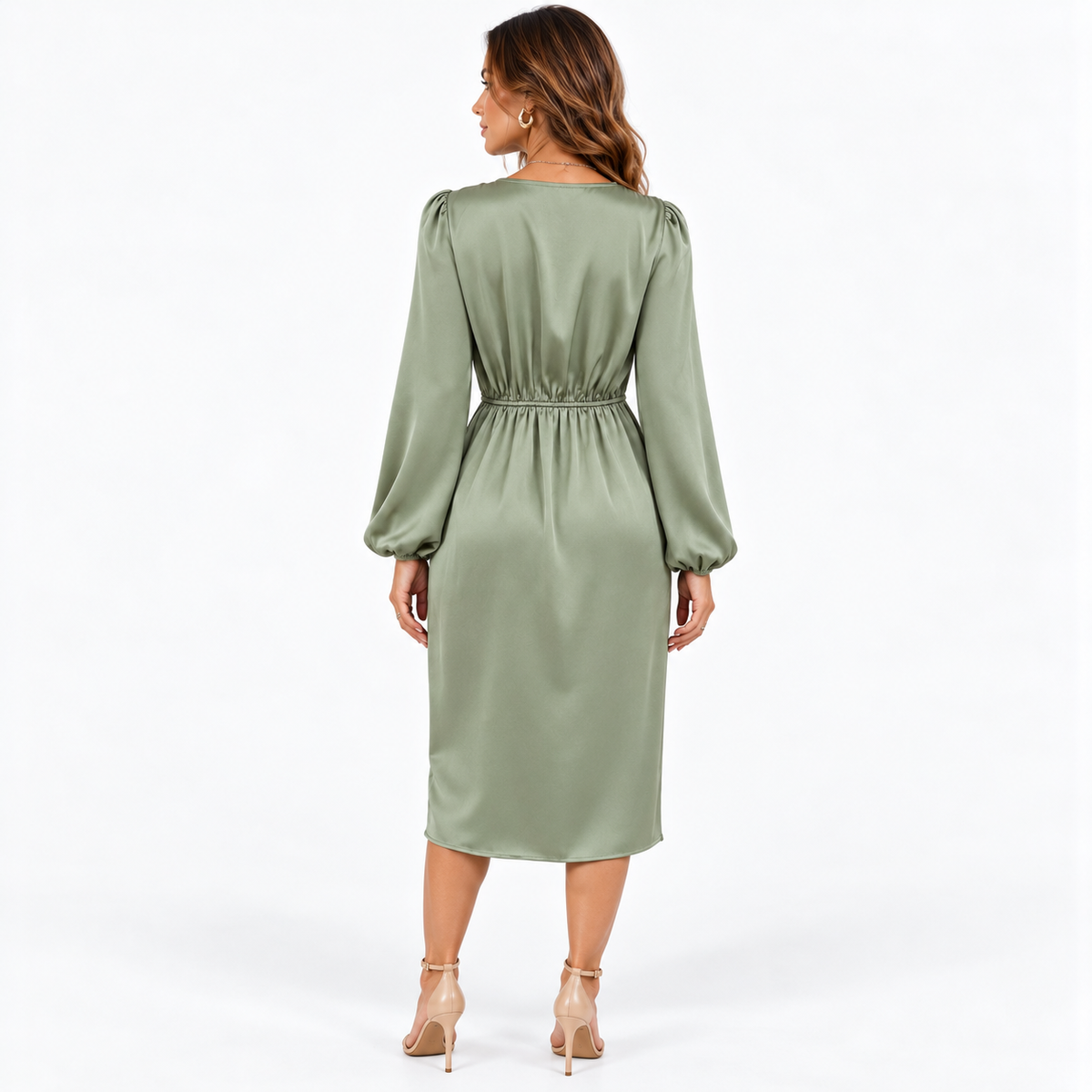 Leigh  - Long Sleeve Midi Wrap Dress